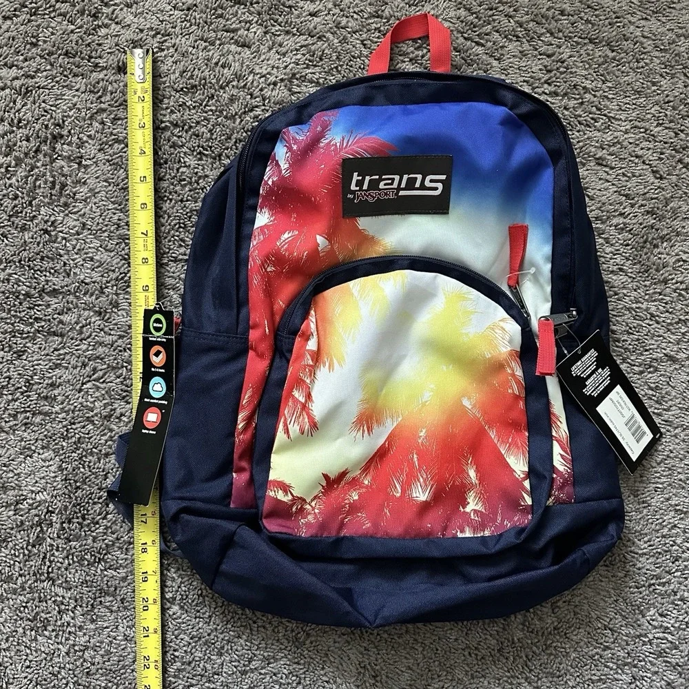 Trans By Jansport Multipalm Sun Backpack With Laptop Sleeve Blue New